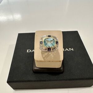 💯 Authentic David Yurman Blue topaz & Lolite antique ring 14k & 925